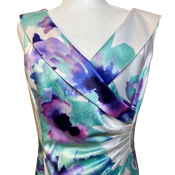 Arthur S. Levine for Tahari Dress Size 12 Limited Edition‎ Watercolors Blue - Picture 2 of 16